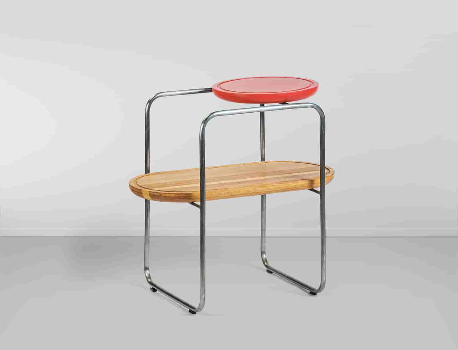 Mesa Lateral Santolina - Vermelho/ Amadeirado