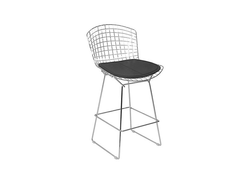 Banqueta Bertoia - C/ Encosto - Cromado/Preto A:0,70
