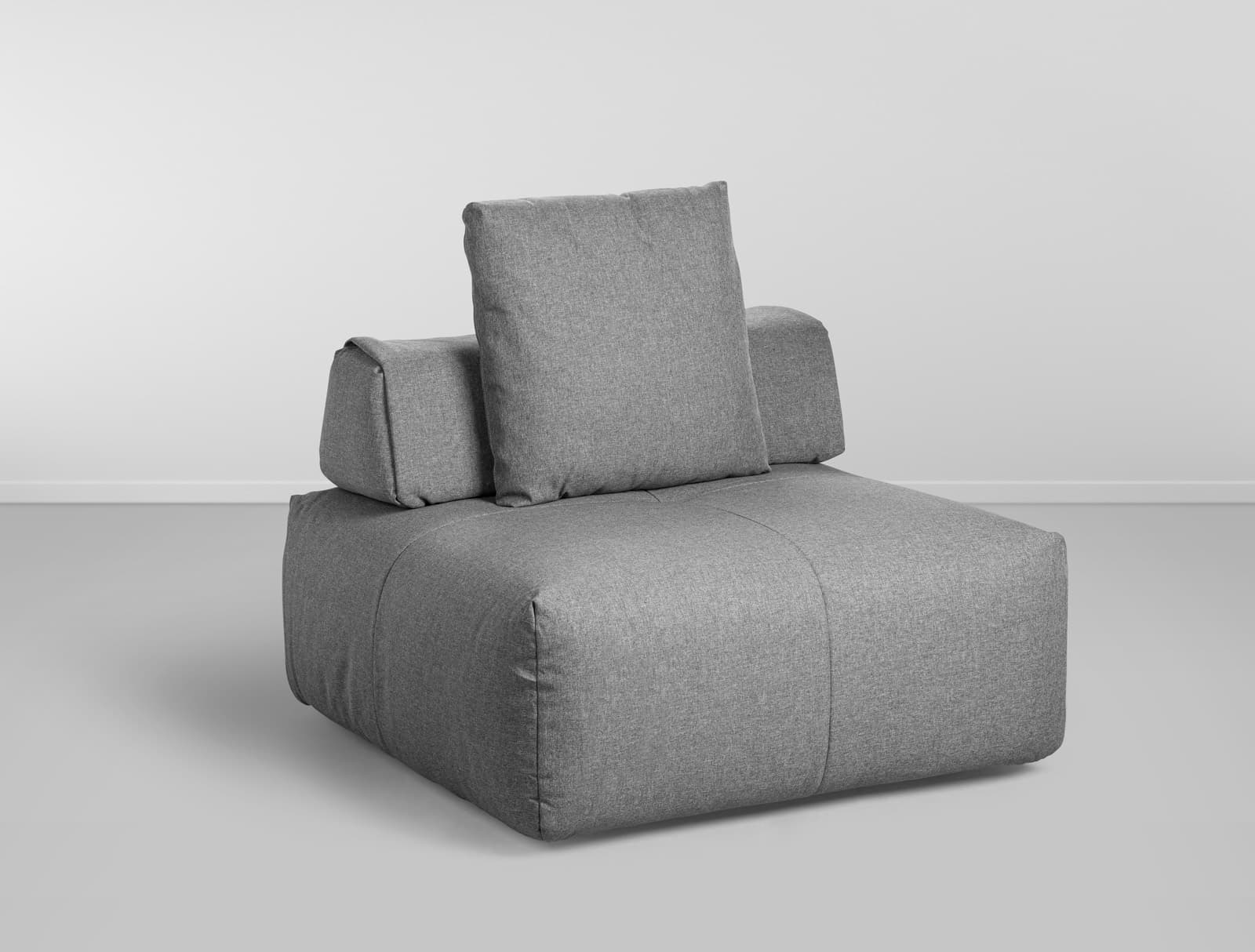 Cj. Sofa Monte Siao 1 Modulo c/ Encosto e Almofada - Cinza Escuro L:1m