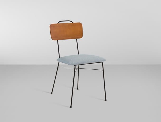 Cadeira Alecrim Assento Estofado S/Braco - Azul claro