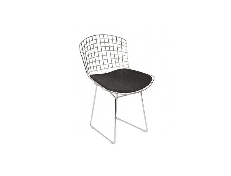 Cadeira Bertoia Assento Estofado S/ Braco - Cromado/Preto