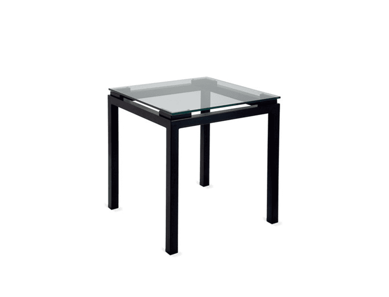 Mesa Lateral Recepcao c/ vidro Jerimum - Preto L:0,60 P:0,60 A:0,62