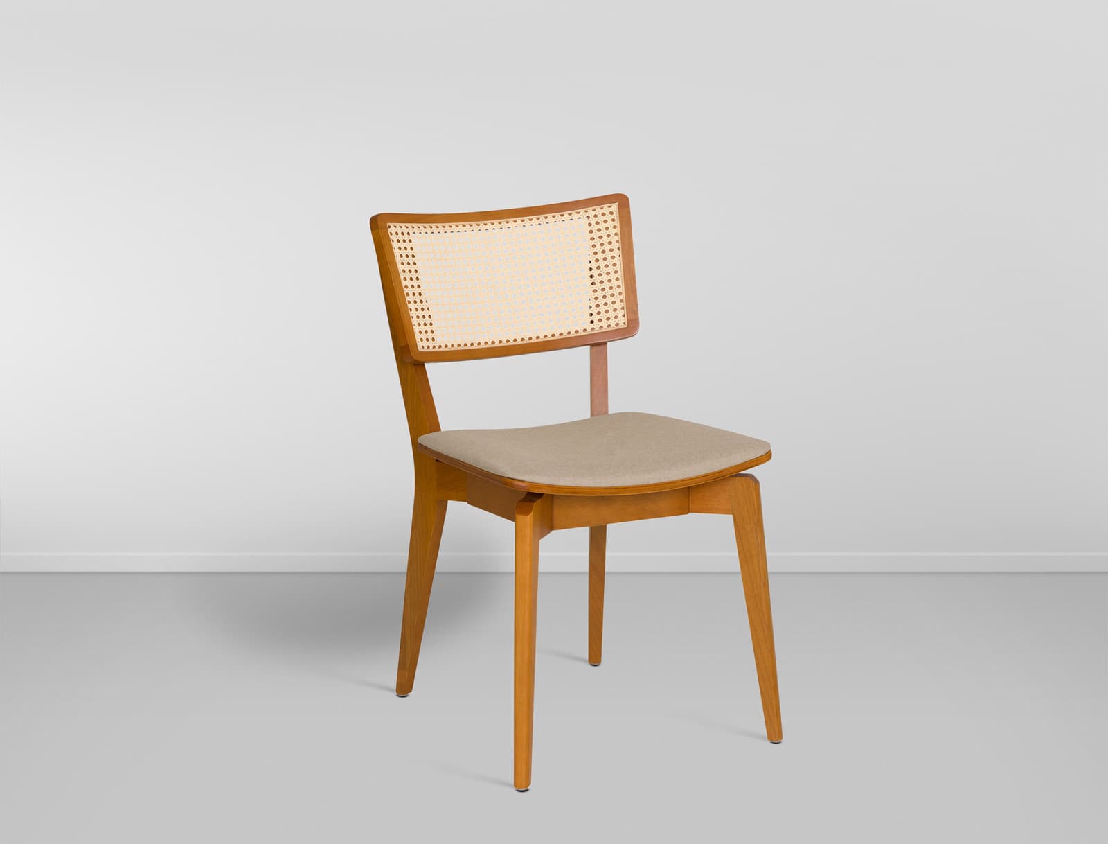 Cadeira Camelia Assento Estofado S/Braco - Amadeirado/Off White