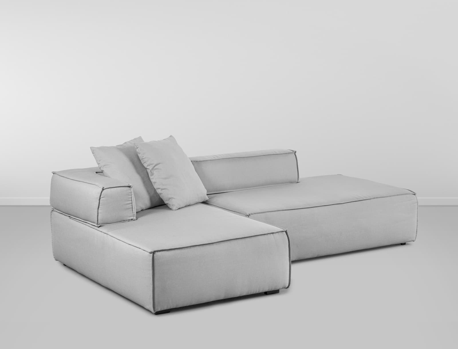 Sofa Ibirapuera c/ 2 Mod. Encosto e Almofada - Cinza Claro L:2,6m