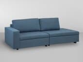 Cj. Sofa Caraiva Mod.S/Braco Esqu. C/Braco Direito - Azul Liso L:2,4m