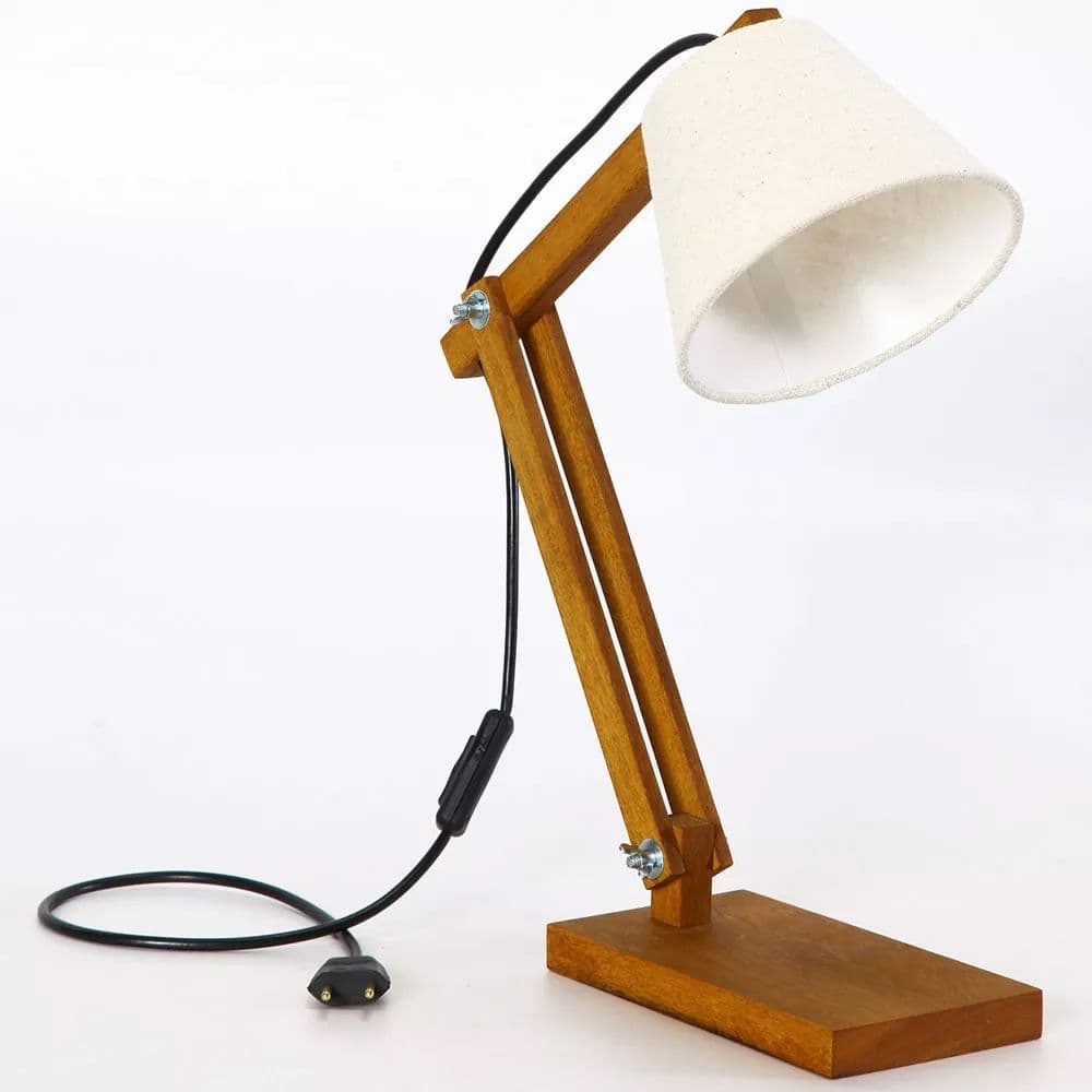 Luminaria Mesa Quarto Finewood - Madeira/Branco