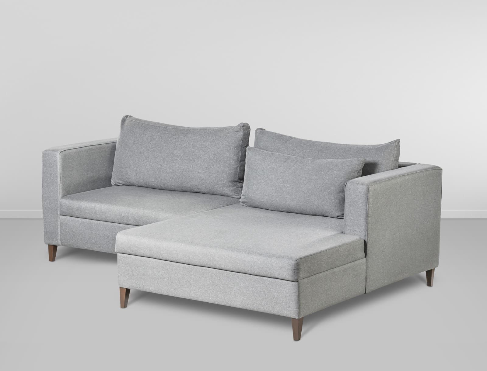 Cj. Sofa Vedel c/ Chaise Esquerdo + Almofadas - Cinza Escuro L:2,4m