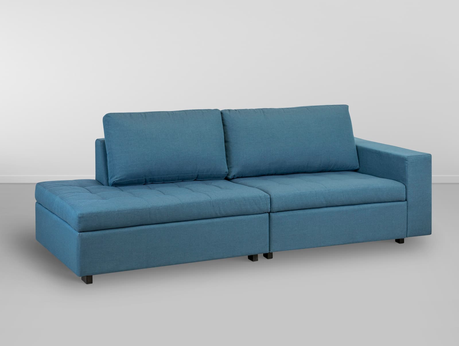 Cj. Sofa Caraiva Mod. S/Braco Direito C/Braco Esqu. -Azul Liso L:2,4m